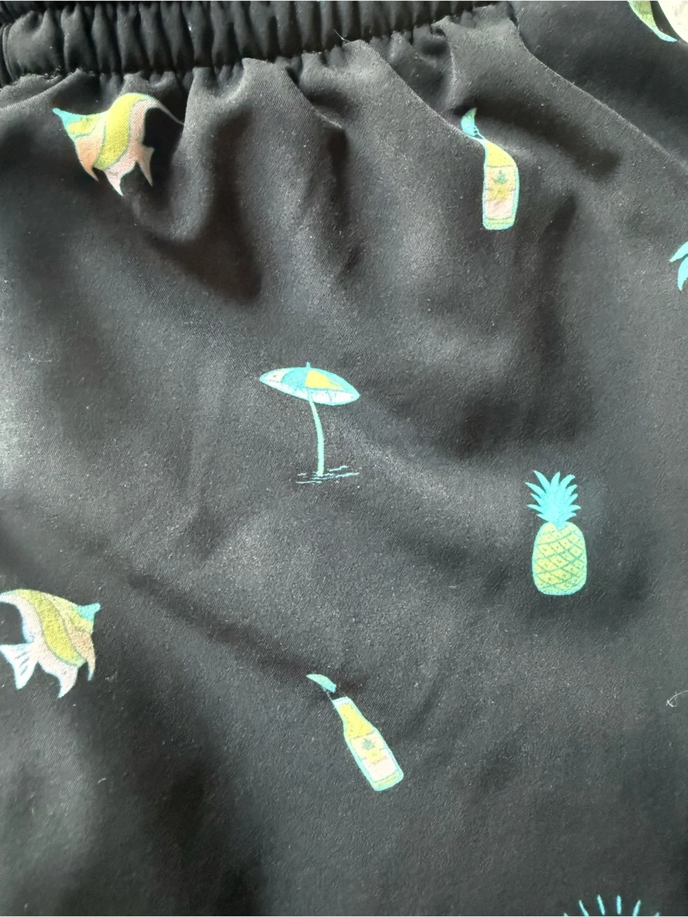 chubbies Black Tropical Surf Motif Lined Swim Shorts, Sz Small
